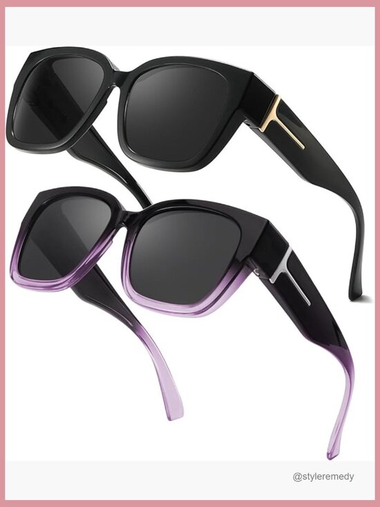 Oversized Fit Over Sunglasses Polarized UV Protection 2 Pack